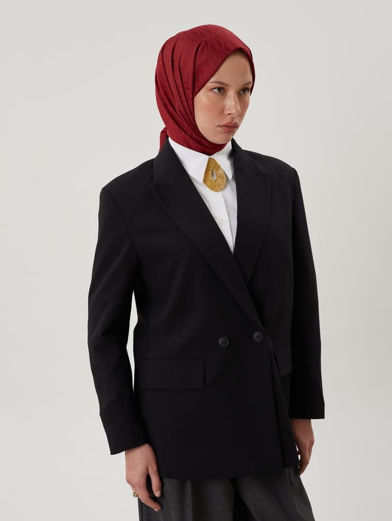 Bordo Shine Desen Jakar Şal · İpeksi Jakar · görsel 2