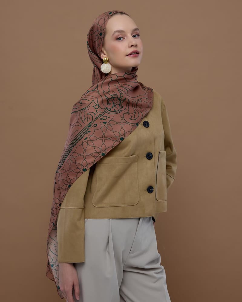 Bronz Şafak & Orman Yeşili Efsunlu Desen Şal - 20 · görsel 5