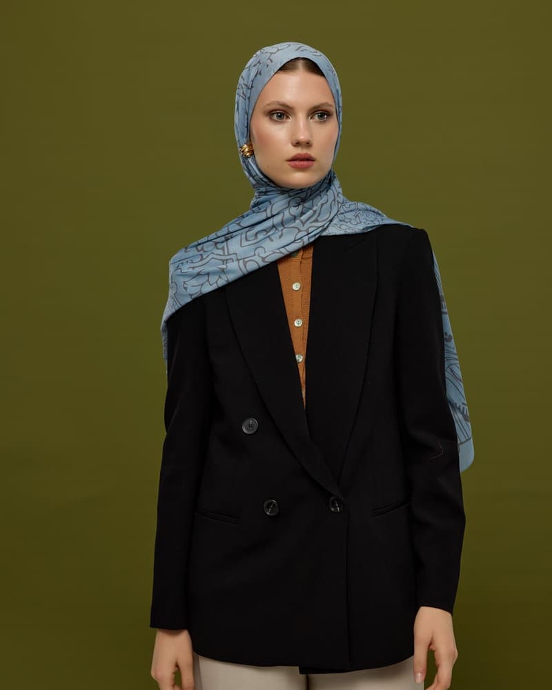 Buz Mavisi & Füme Kahve Harem Rüyası Desen Şal - 49 · görsel 4