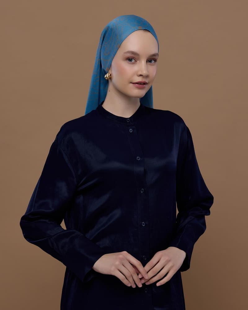 Çakıl Mavisi & Tarçın Dumanı Efsunlu Desen Şal - 51 · görsel 6