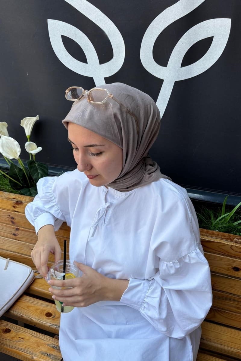 Fil Dişi Zikzak Lyocell Bambu Jakar Eşarp · görsel 2