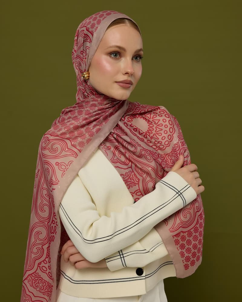 Fildişi & Gülkurusu Bala Hatun Desen Şal - 10 · görsel 3