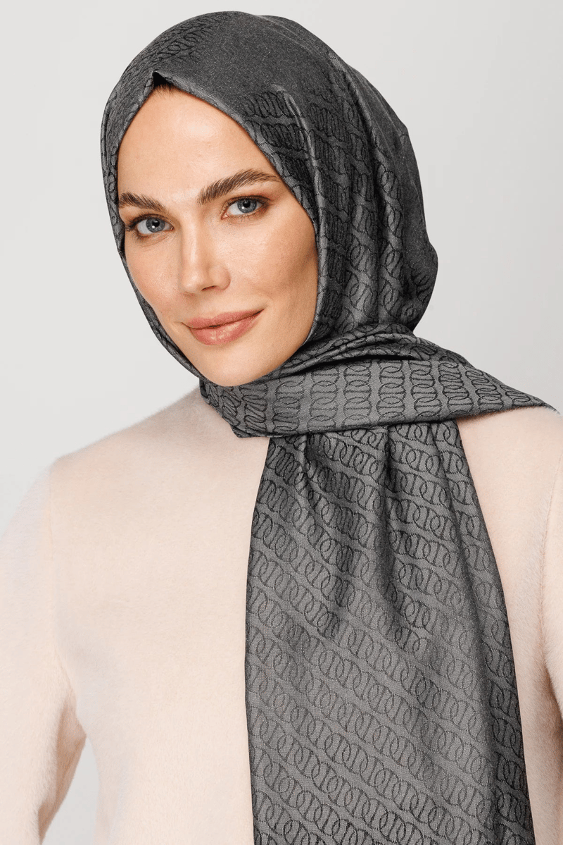 Füme Forever Desen Parlak Jakar Şal · görsel 2