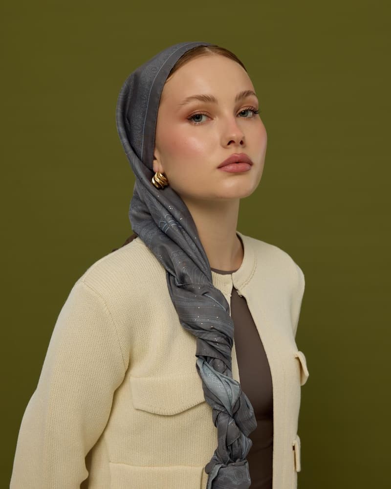 Füme Kahve & Buz Mavi Hürrem Desen Şal - 50 · görsel 3
