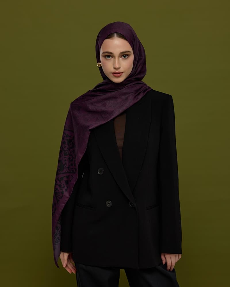 Gece & Mürdüm Saraylı Desen Şal - 76 · görsel 6
