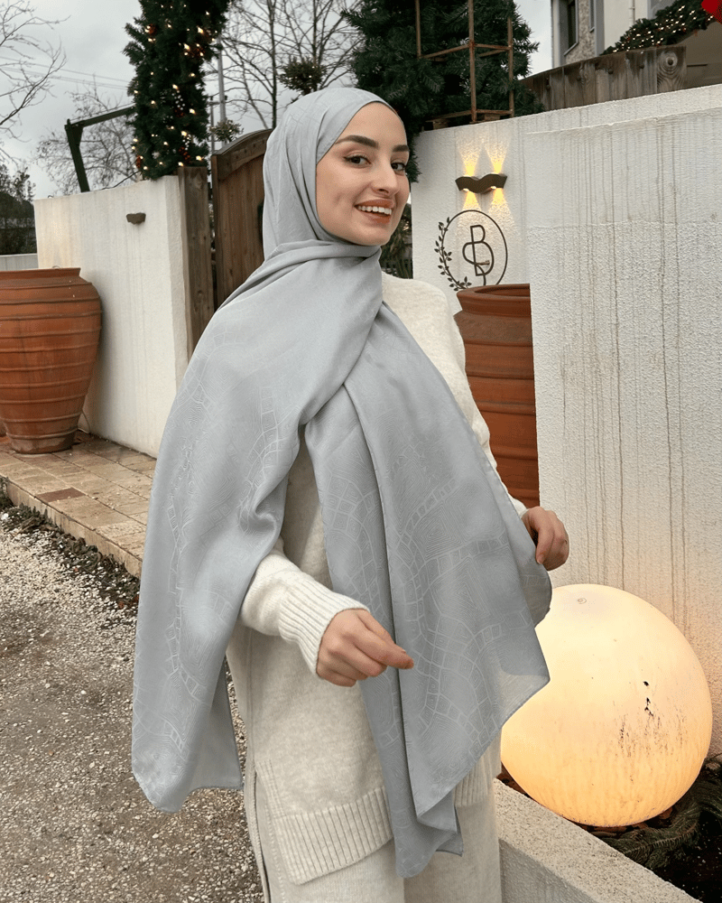Gümüş Döngü Desen Jakar Şal · İpeksi Jakar · görsel 2