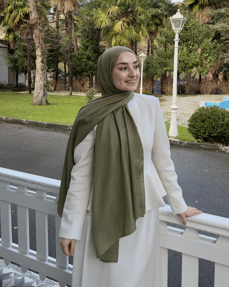 Haki Döngü Desen Jakar Şal · İpeksi Jakar · görsel 2