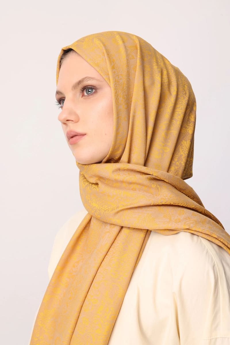Vizon-Hardal Henna Desen Çift Taraflı Şal · Kaşmir · görsel 2