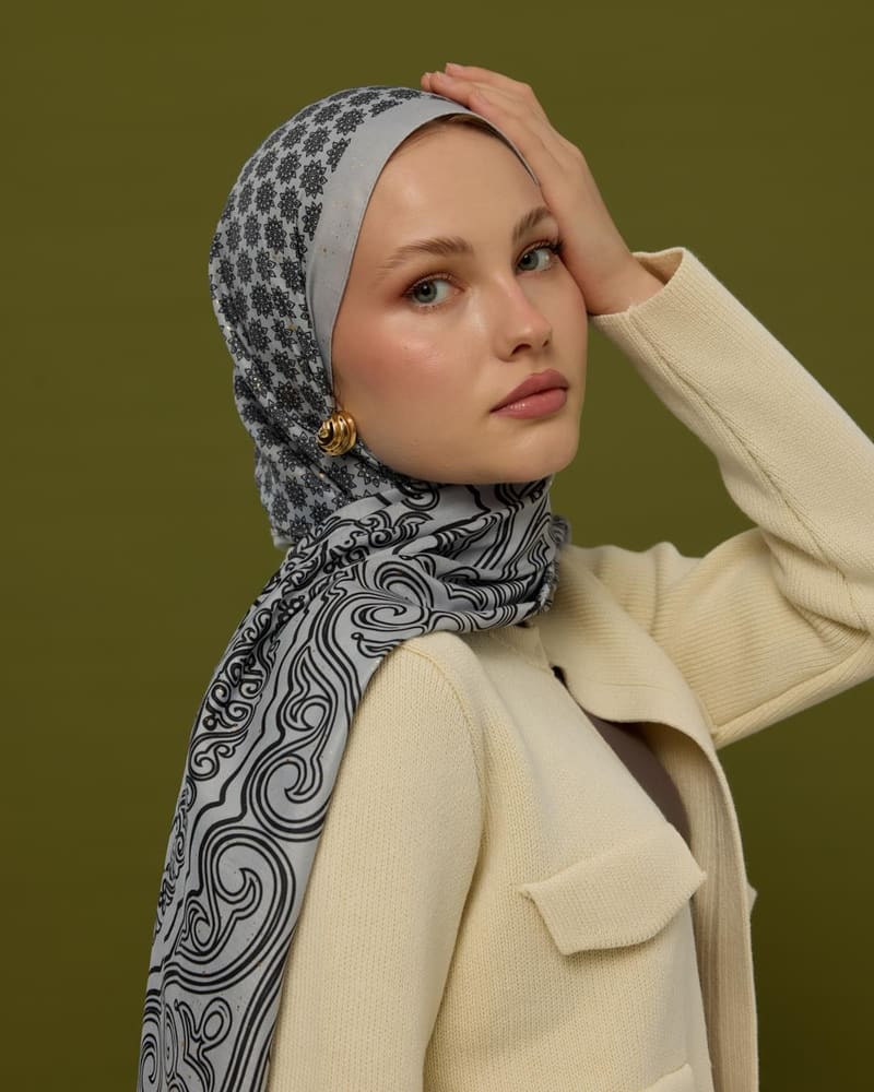 İnci & Siyah Bala Hatun Desen Şal - 66 · görsel 3