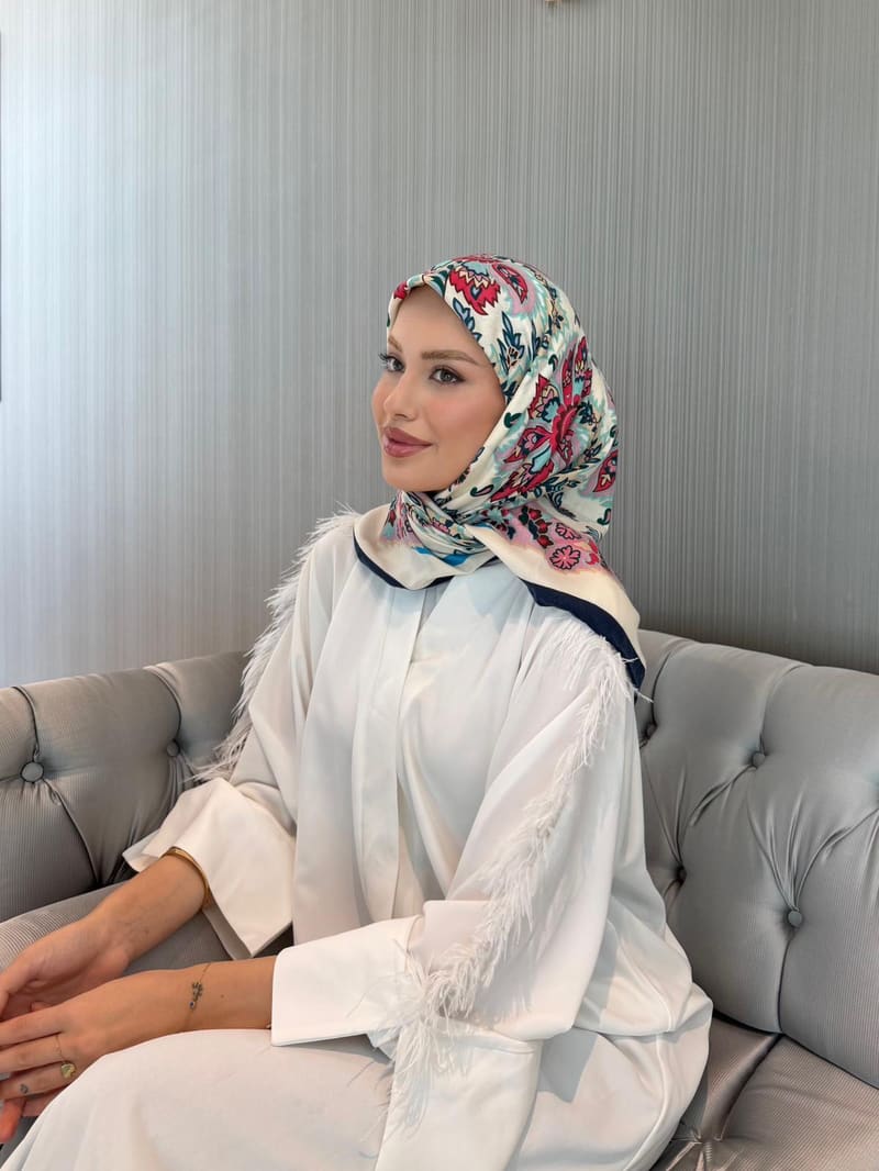 İthal Lacivert & Bej E 3 Yün Kaşmir Eşarp · görsel 5