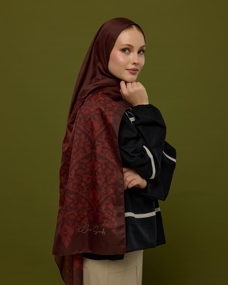 Kestane Kabuğu & Tuzlu Karamel Saraylı Desen Şal - 13 · görsel 6