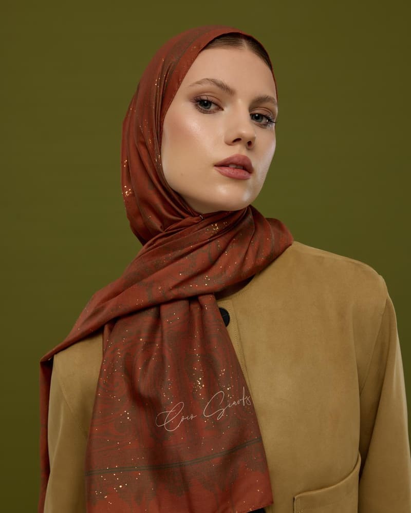 Kızıl Bakır & Koyu Yeşil Hürrem Desen Şal - 26 · görsel 2