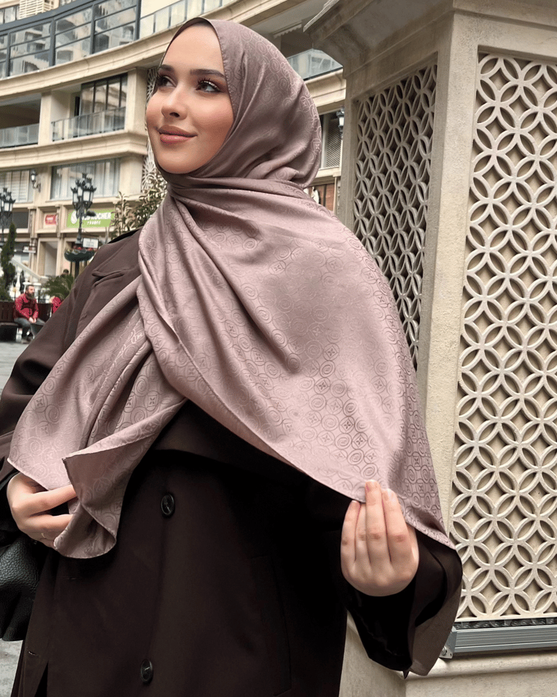 Koyu Vizon Luxe Desen Jakar Şal · İpeksi Jakar · görsel 2