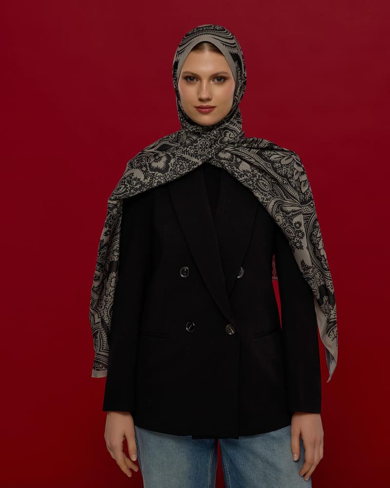 Krem & Gece Sultani Desen Şal - 68 · görsel 3