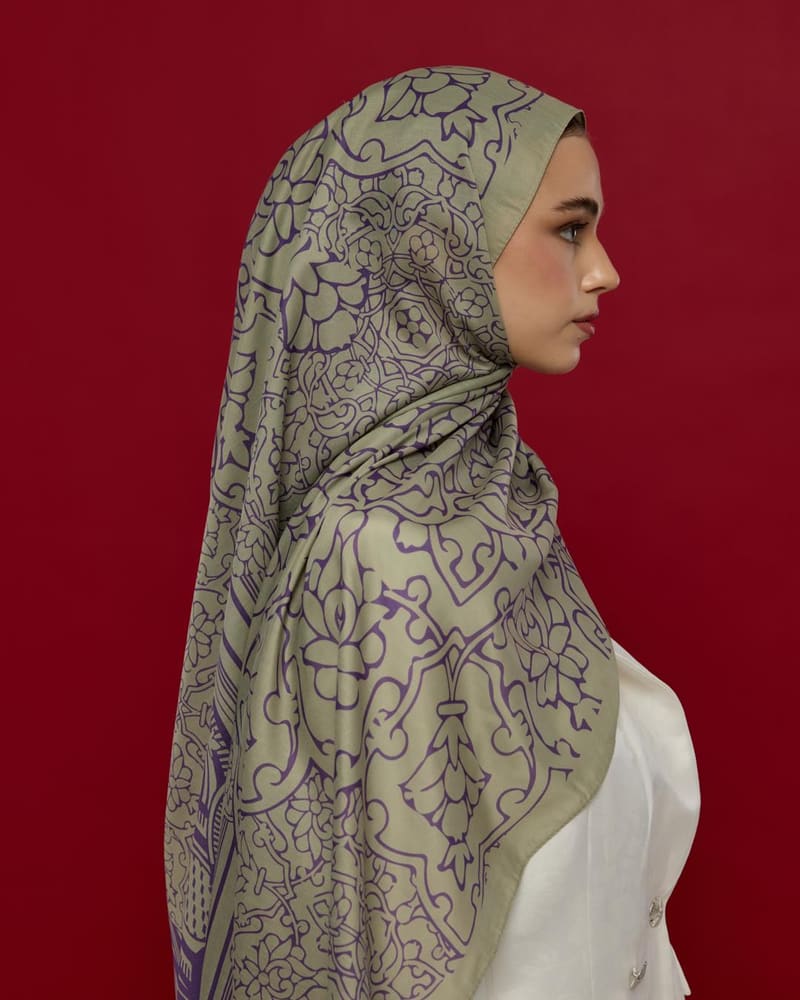 Krem Zencefil & Menekşe Harem Rüyası Desen Şal - 04 · görsel 4