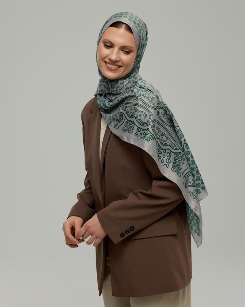 Krem & Zümrüt Bala Hatun Desen Şal - 56 · görsel 5