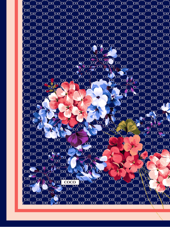 Lacivert - Rose Pamuk Eşarp · görsel 6