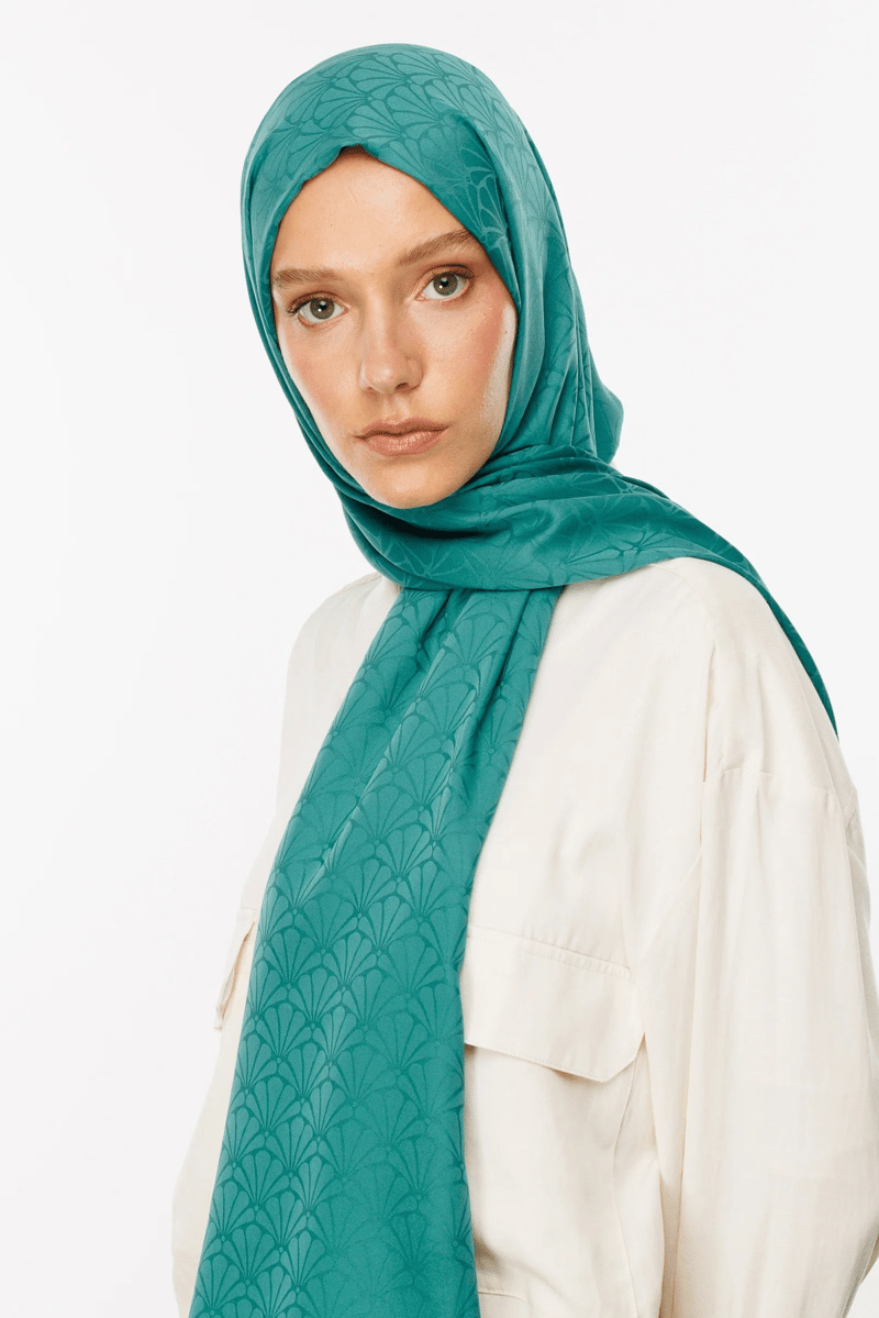 Mint Yeşili Lotus Desen İpeksi Jakar Şal · görsel 2