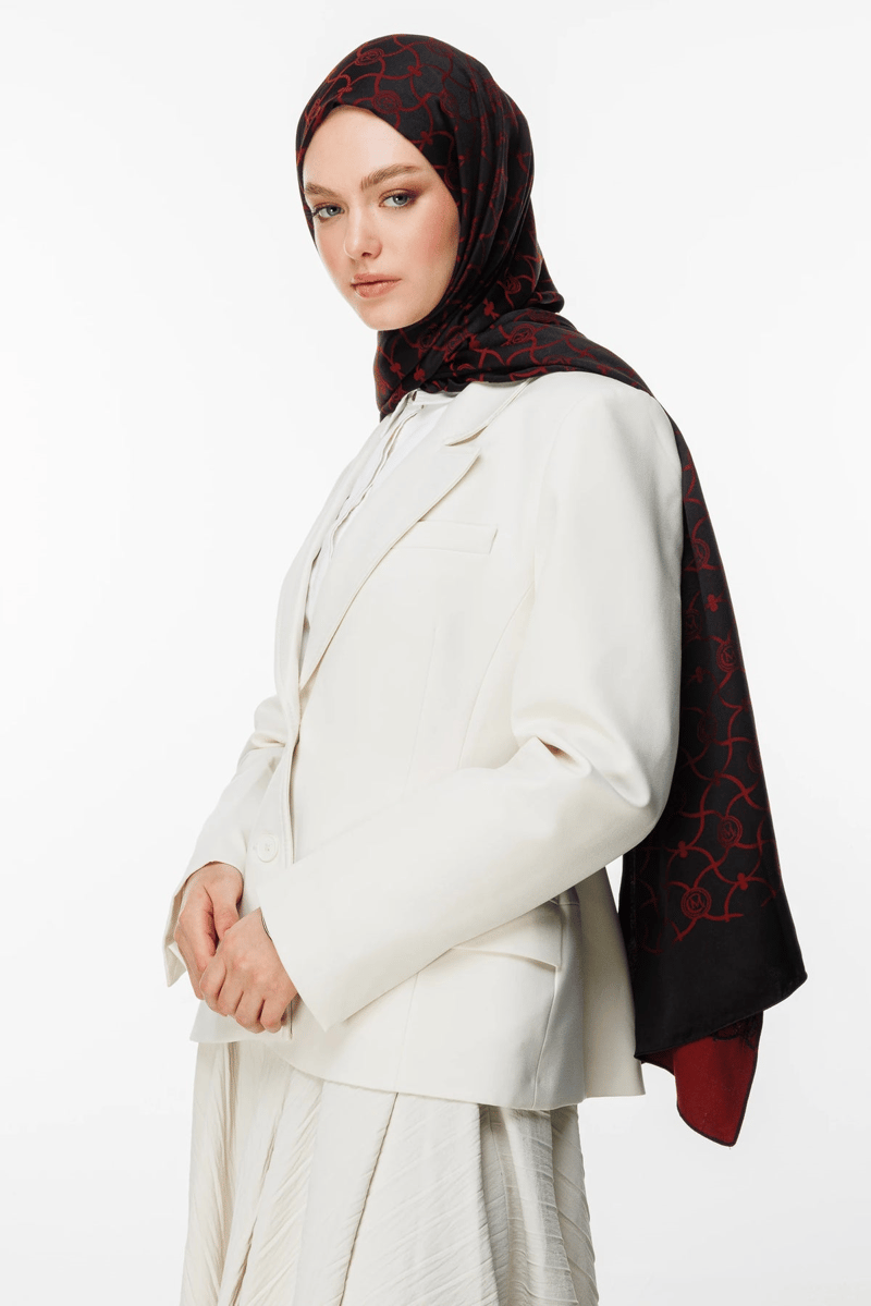 Siyah-Bordo Marrakech Desen Çift Taraflı Şal · Kaşmir · görsel 3