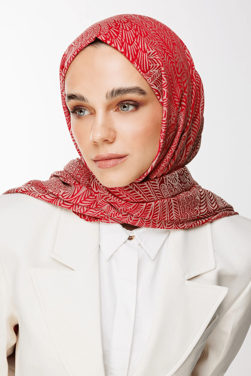 Bordo-Mint Yeşili Mayra Desen Çift Taraflı Şal · Kaşmir · görsel 2