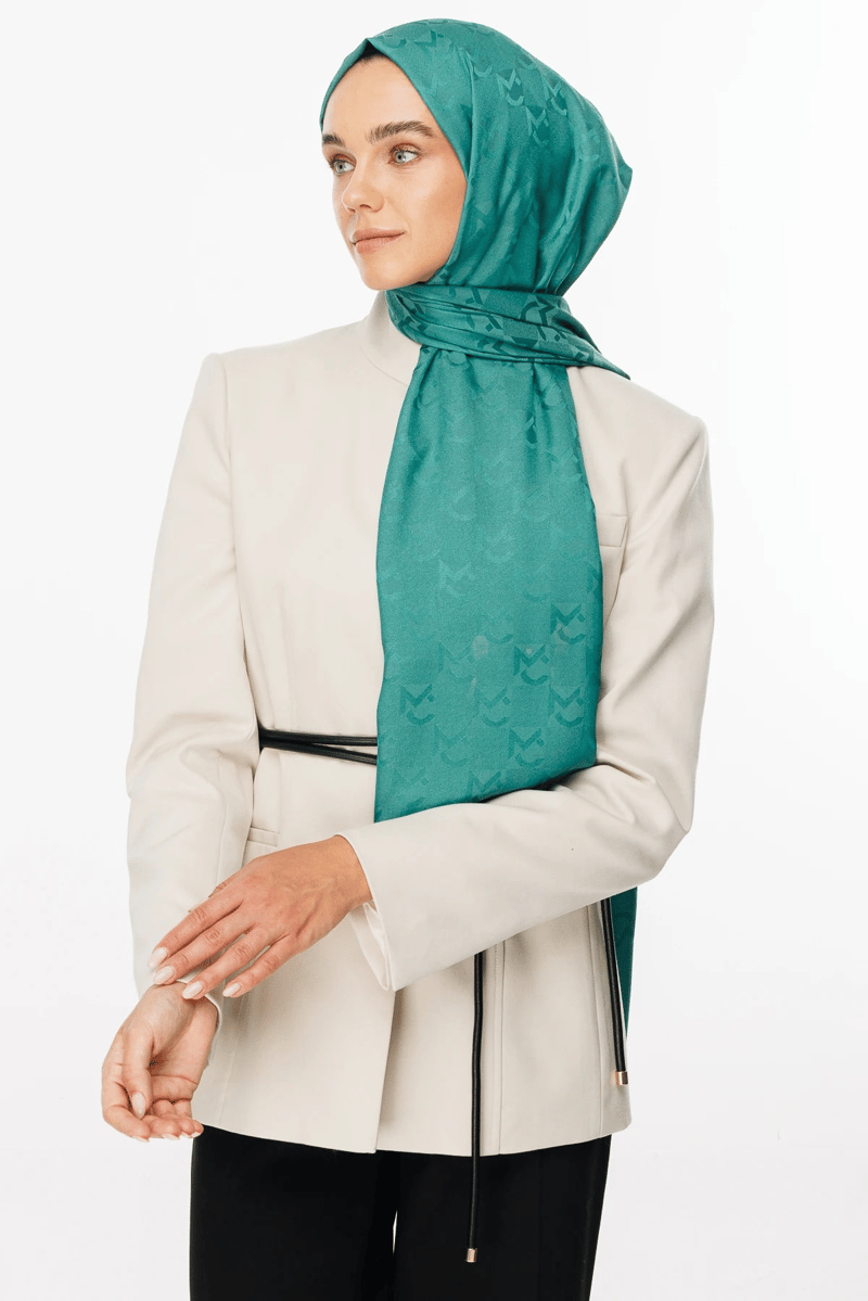 Mint Yeşili Mc Desen Jakar Şal · Monogram Jakar · görsel 2