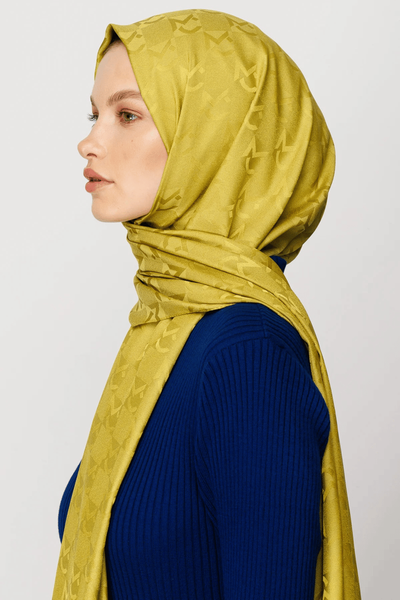 Oliv Yeşili Mc Desen Jakar Şal · Monogram Jakar · görsel 2