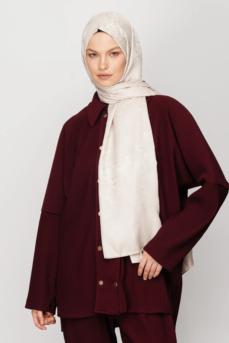 Taş Rengi Mc Desen Jakar Şal · Monogram Jakar · görsel 3