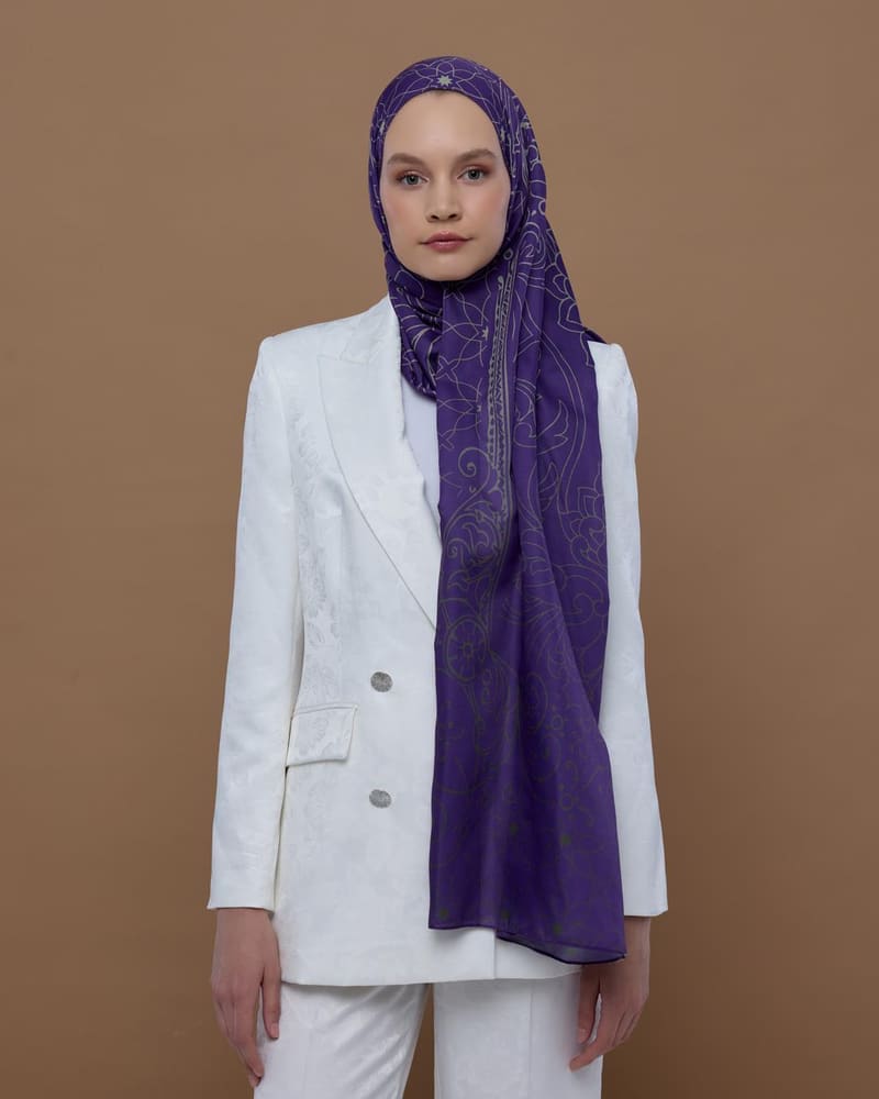 Menekşe & Krem Zencefil Efsunlu Desen Şal - 03 · görsel 2