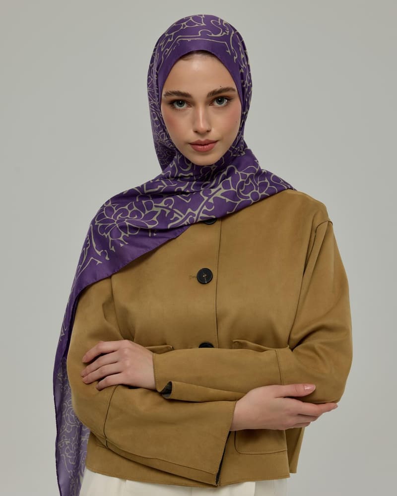 Menekşe & Krem Zencefil Harem Rüyası Desen Şal - 03 · görsel 5