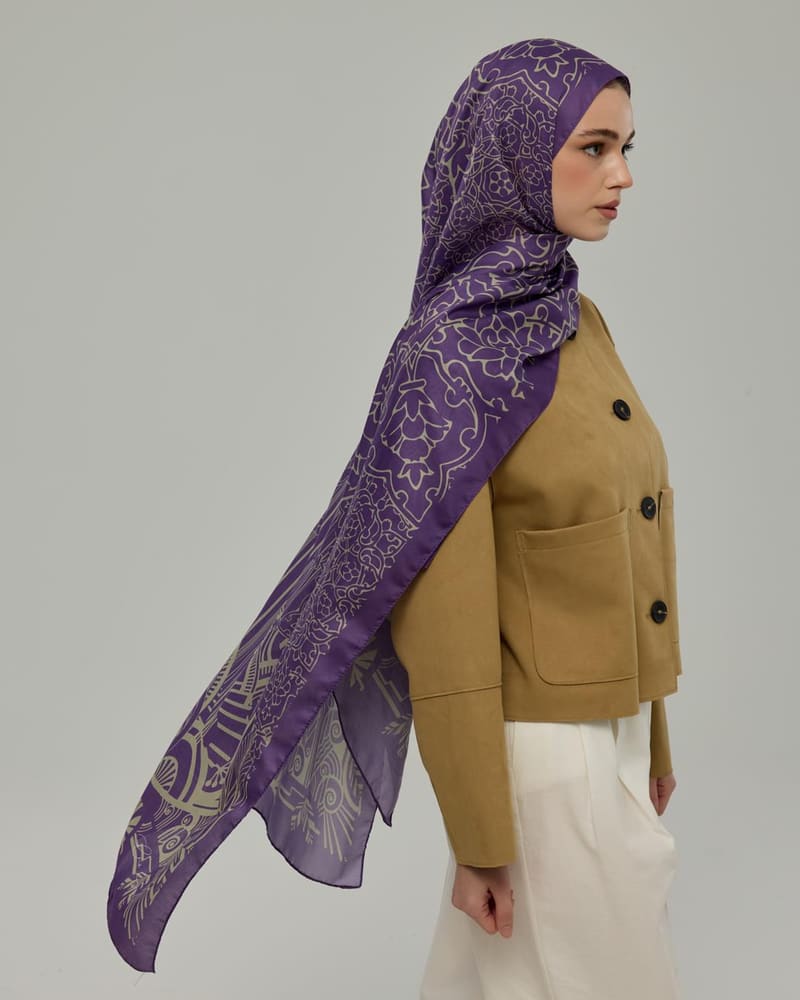 Menekşe & Krem Zencefil Harem Rüyası Desen Şal - 03 · görsel 4