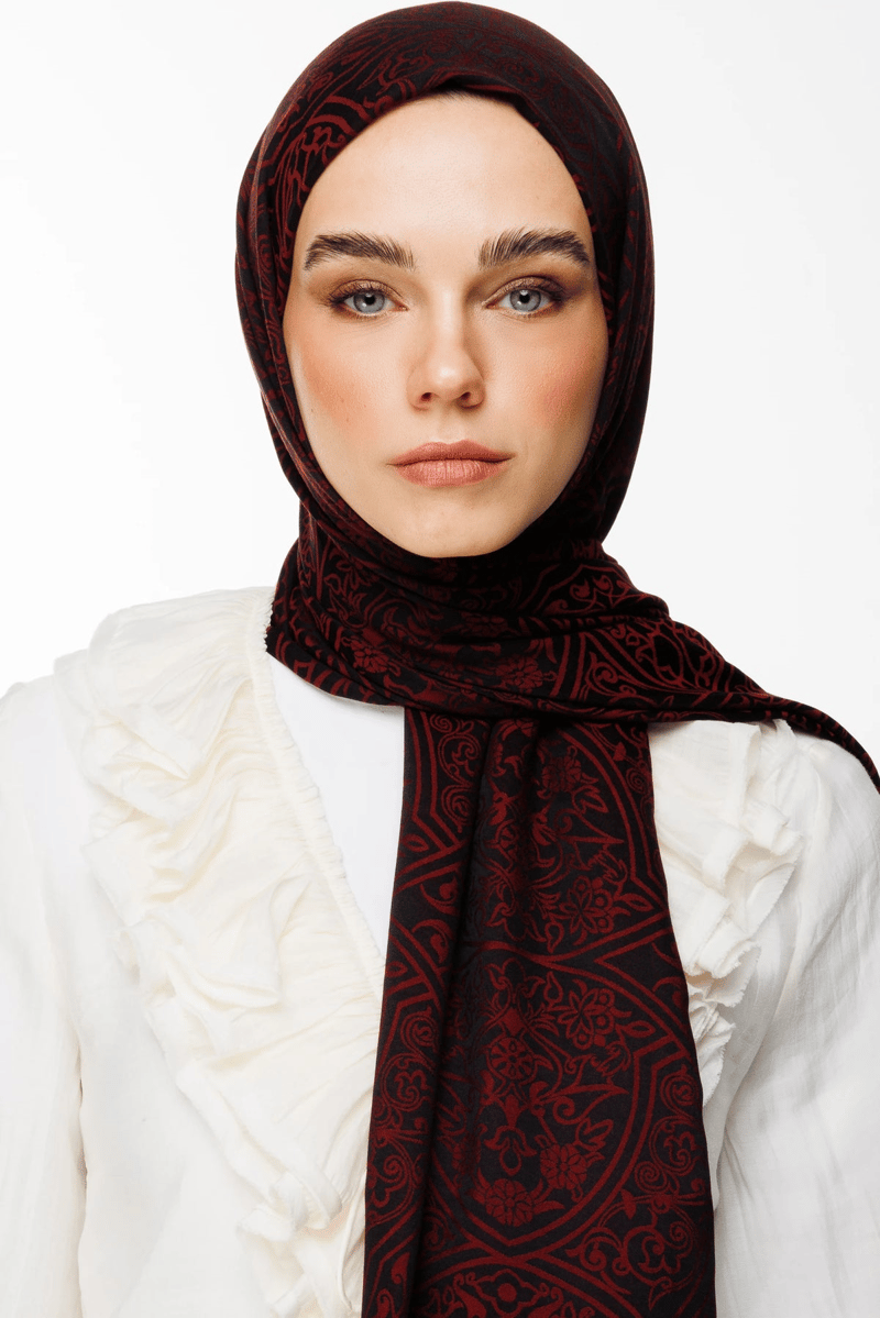 Siyah-Bordo Morocco Desen Çift Taraflı Şal · Kaşmir · görsel 3