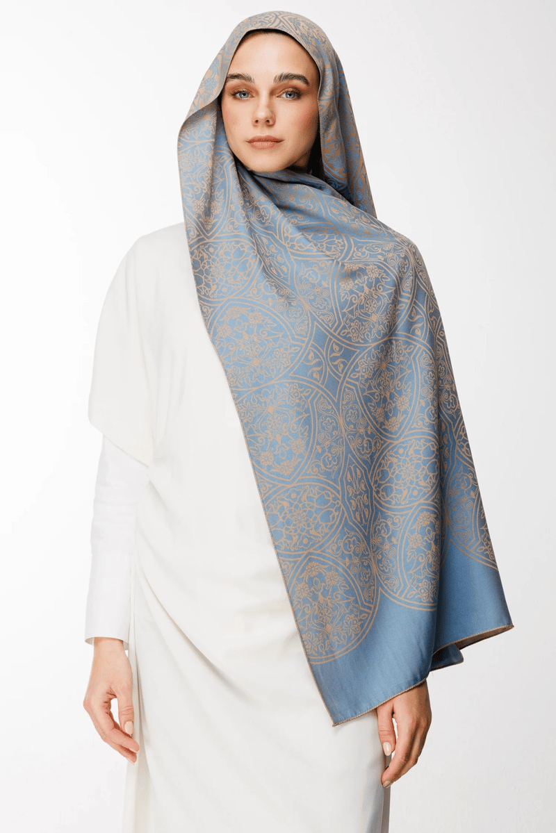 Vizon-Turkuaz Morocco Desen Çift Taraflı Şal · Kaşmir · görsel 3