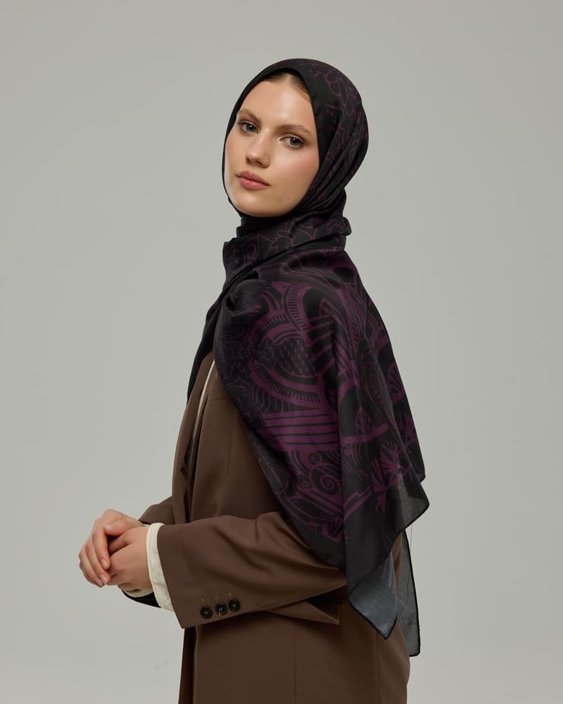 Mürdüm & Gece Harem Rüyası Desen Şal - 75 · görsel 4