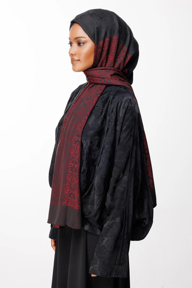 Siyah-Bordo Nora Desen Çift Taraflı Şal · Kaşmir · görsel 2