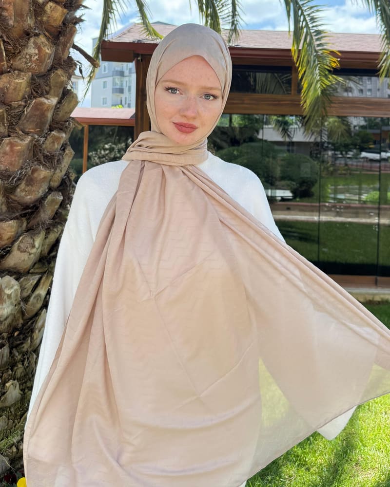 Nude Zikzak Lyocell Bambu Jakar Şal · görsel 2