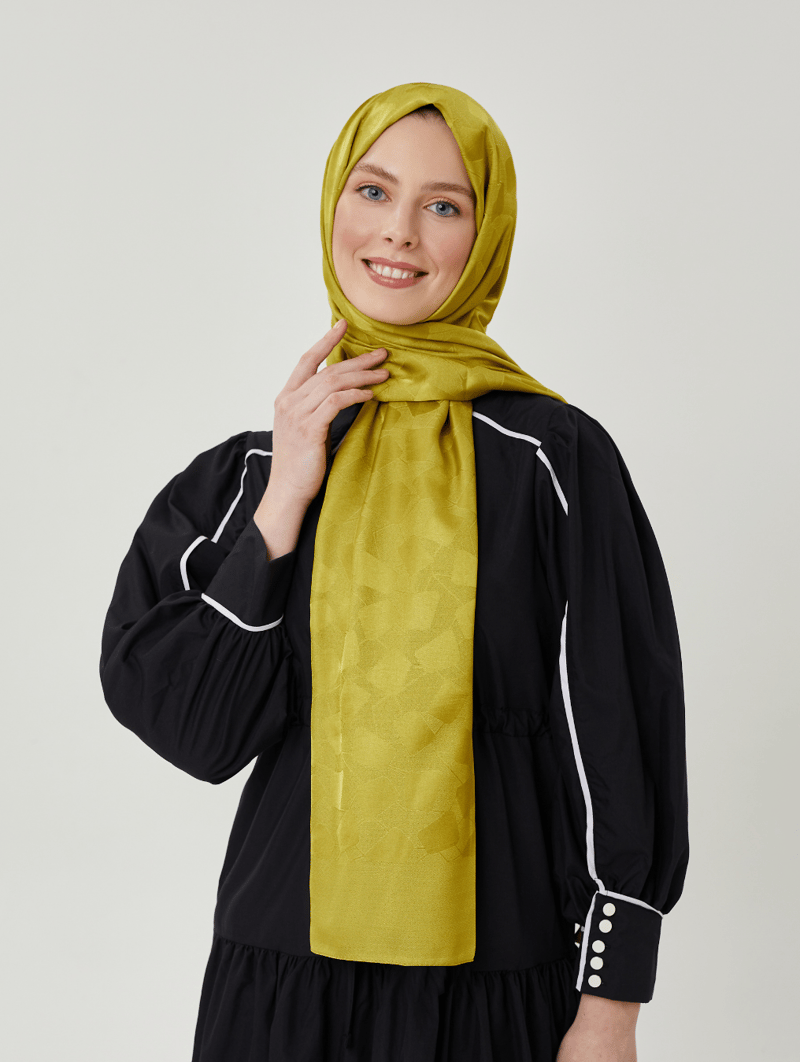 Olive Taş Desen İpeksi Jakar Şal · görsel 2