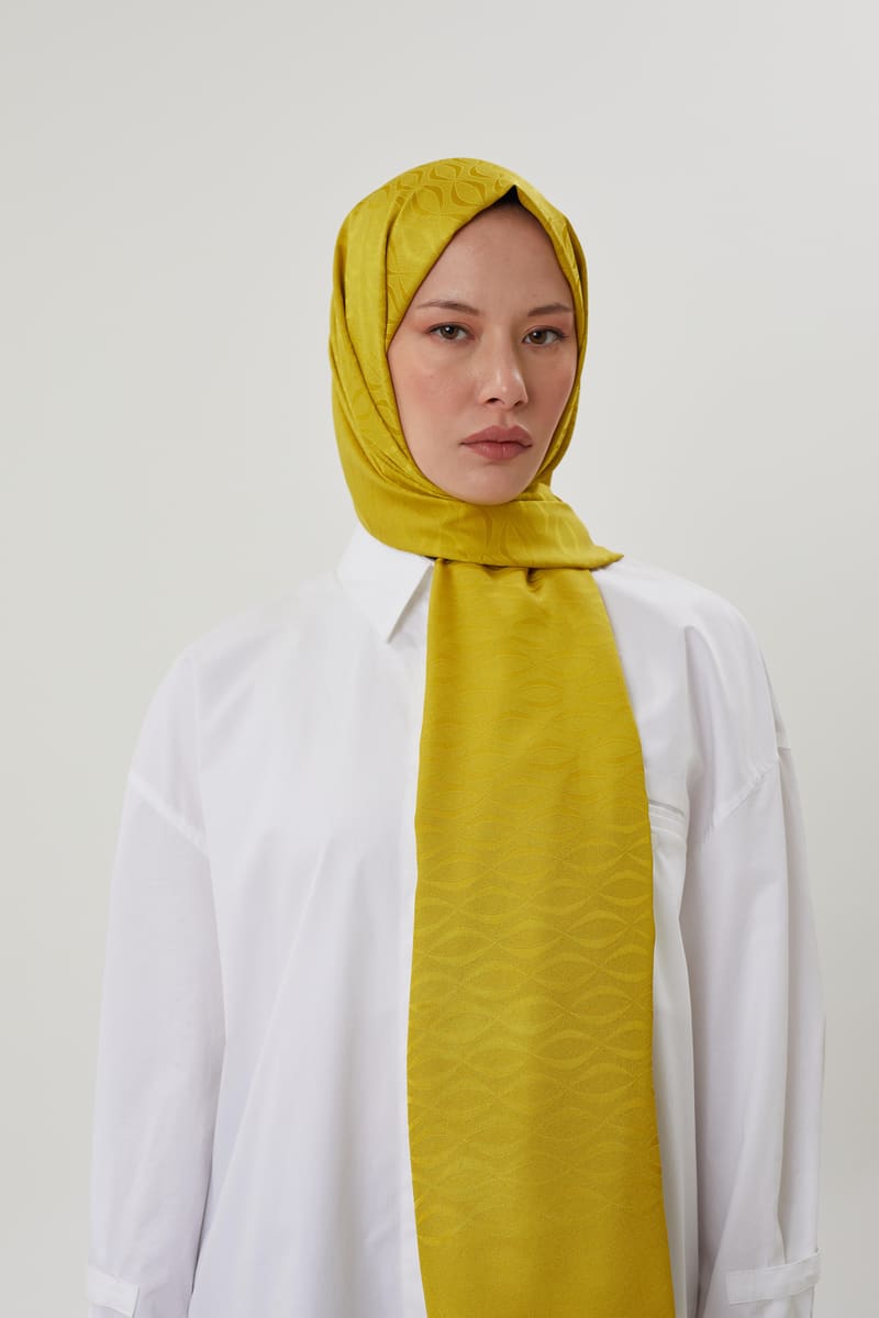 Olive Yeşili Shine Desen Jakar Şal · İpeksi Jakar · görsel 4
