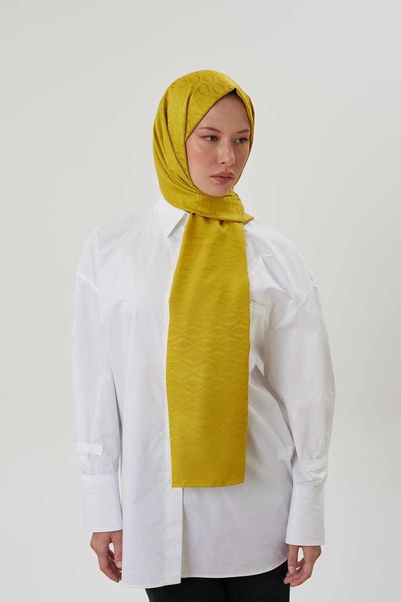 Olive Yeşili Shine Desen Jakar Şal · İpeksi Jakar · görsel 2
