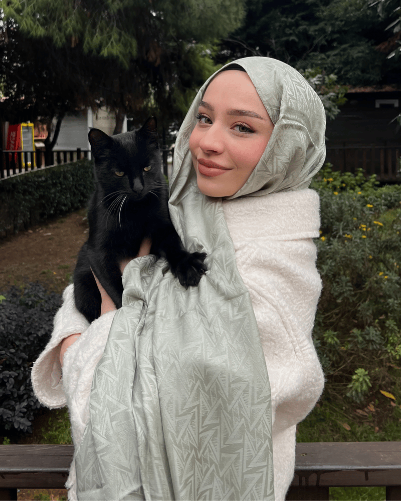 Pastel Yeşili Triya Desen Jakar Şal · İpeksi Jakar · görsel 2