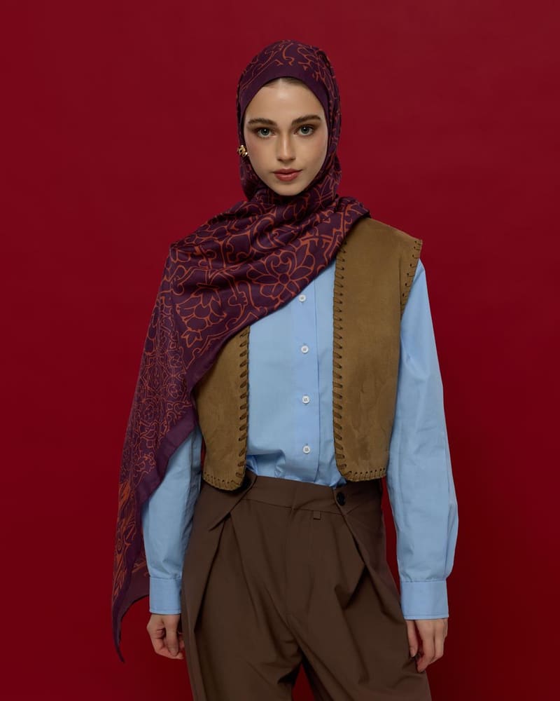 Patlıcan & Amber Tınısı Harem Rüyası Desen Şal - 27 · görsel 3