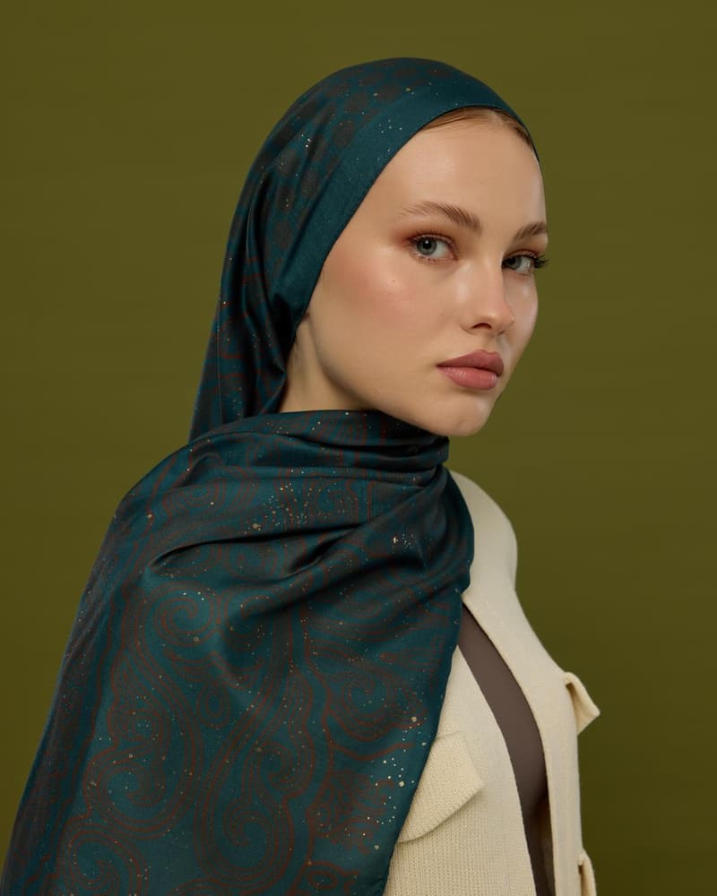 Petrol & Kakao Bala Hatun Desen Şal - 64 · görsel 4