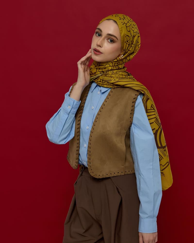 Saf Sarı & Buhur Kahvesi Harem Rüyası Desen Şal - 44 · görsel 6