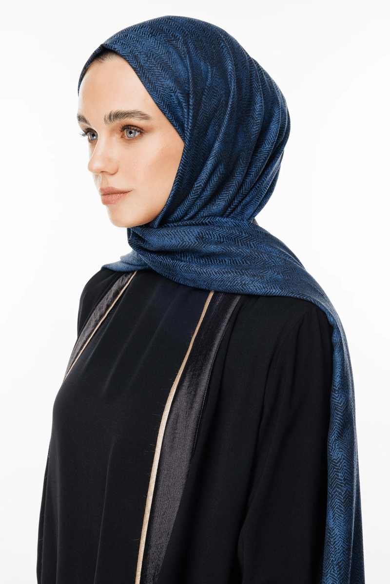 Siyah-İndigo Sahra Desen Çift Taraflı Şal · Kaşmir · görsel 3