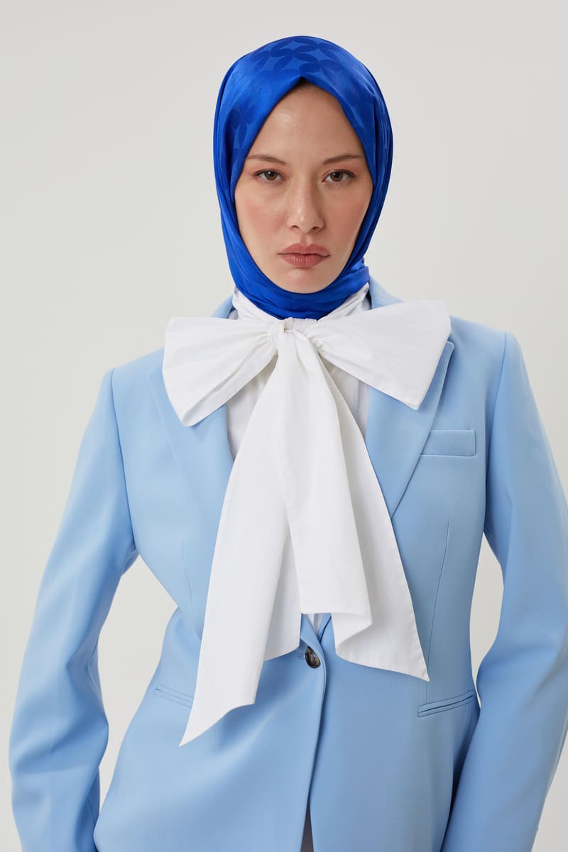 Saks Mavisi Rise Desen Jakar Şal · İpeksi Jakar · görsel 2
