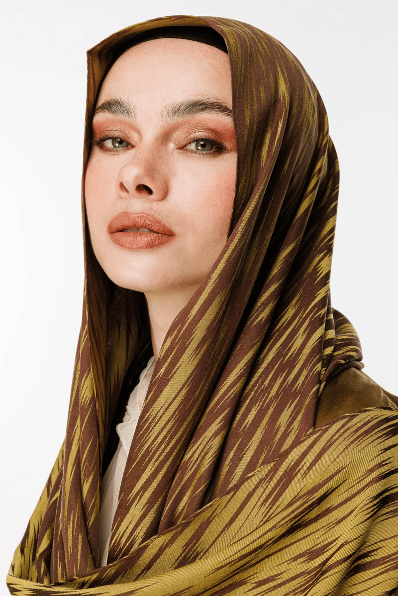 Acı Kahve-Somon Selis Desen Çift Taraflı Şal · Kaşmir · görsel 3