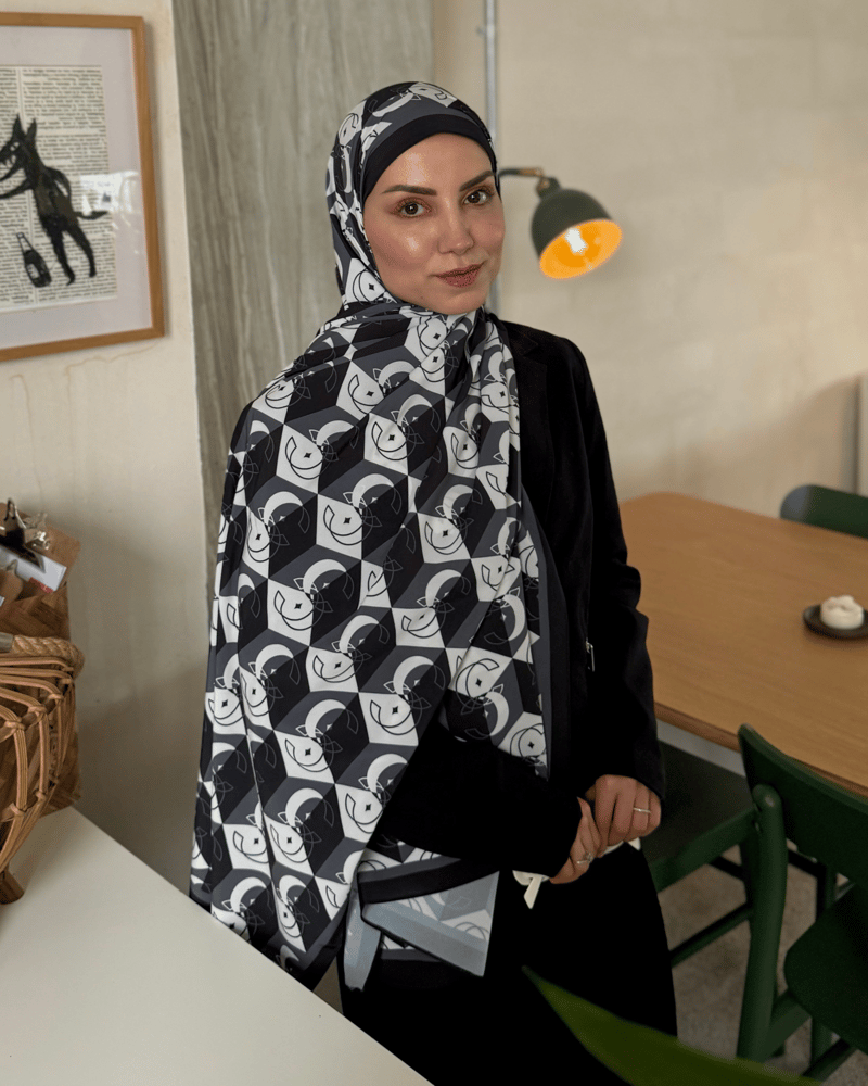 Siyah Icon Vual İpek Şal · görsel 2