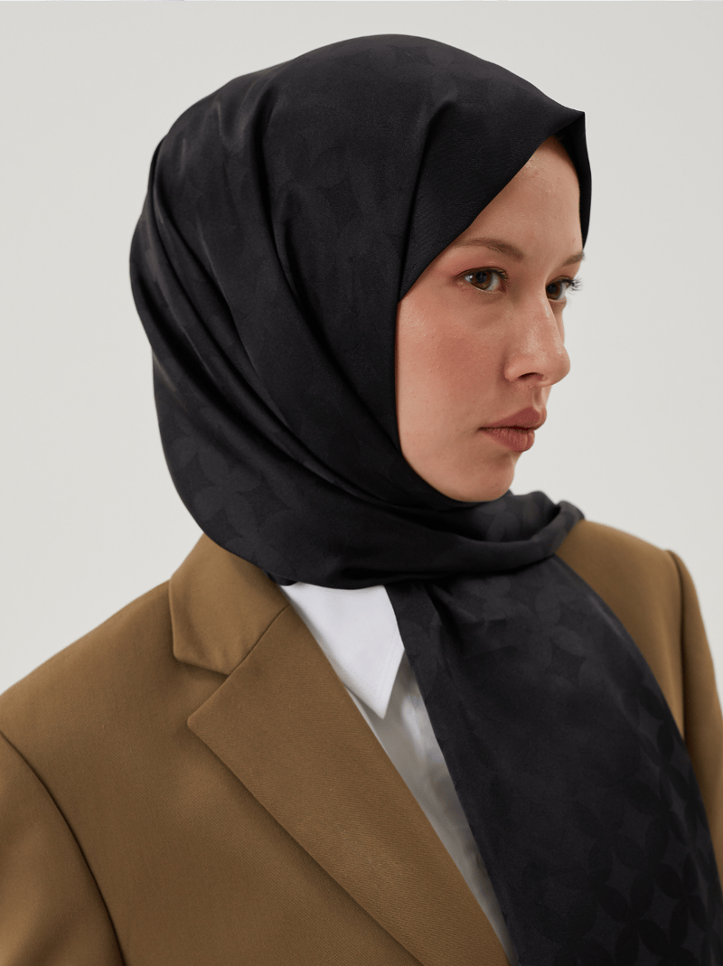 Siyah Rise Desen Jakar Şal · İpeksi Jakar · görsel 4