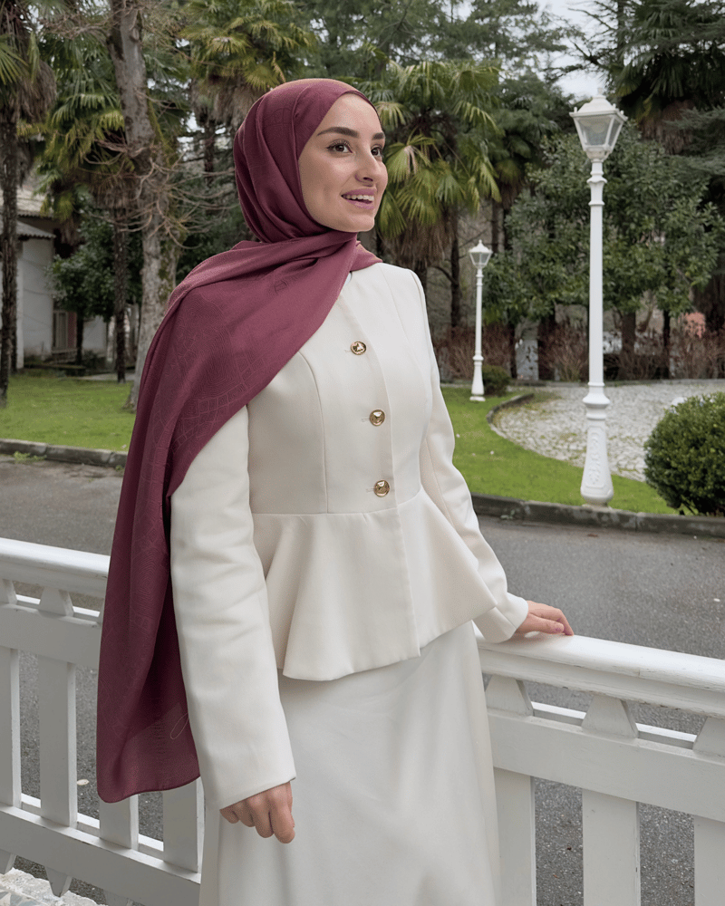 Soft Pembe Döngü Desen Jakar Şal · İpeksi Jakar · görsel 2