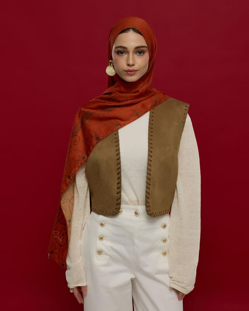 Tarçin & Zeytin Kabuğu Efsunlu Desen Şal - 18 · görsel 3
