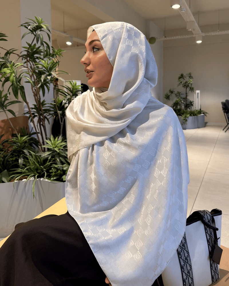 Taş Damier Desen Jakar Şal · İpeksi Jakar · görsel 2